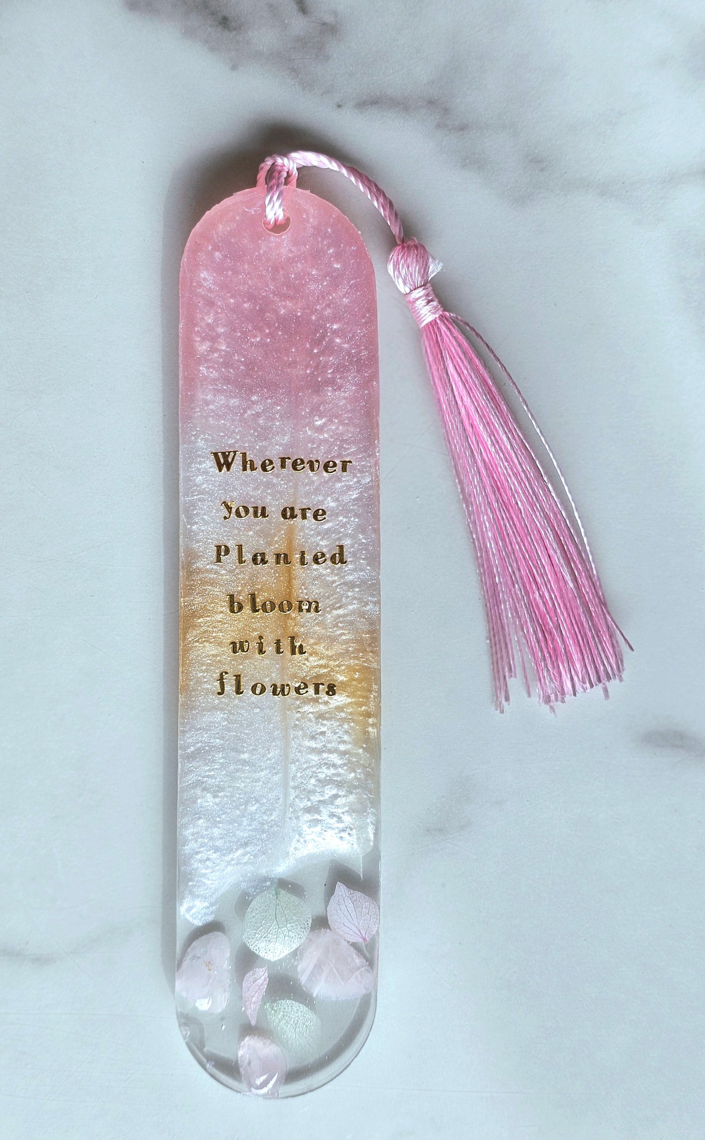 Personalised handmade Pink bookmarks