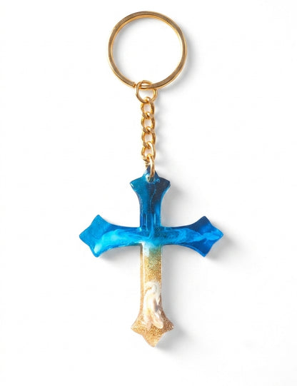 Ocean-themed handmade cross keychains